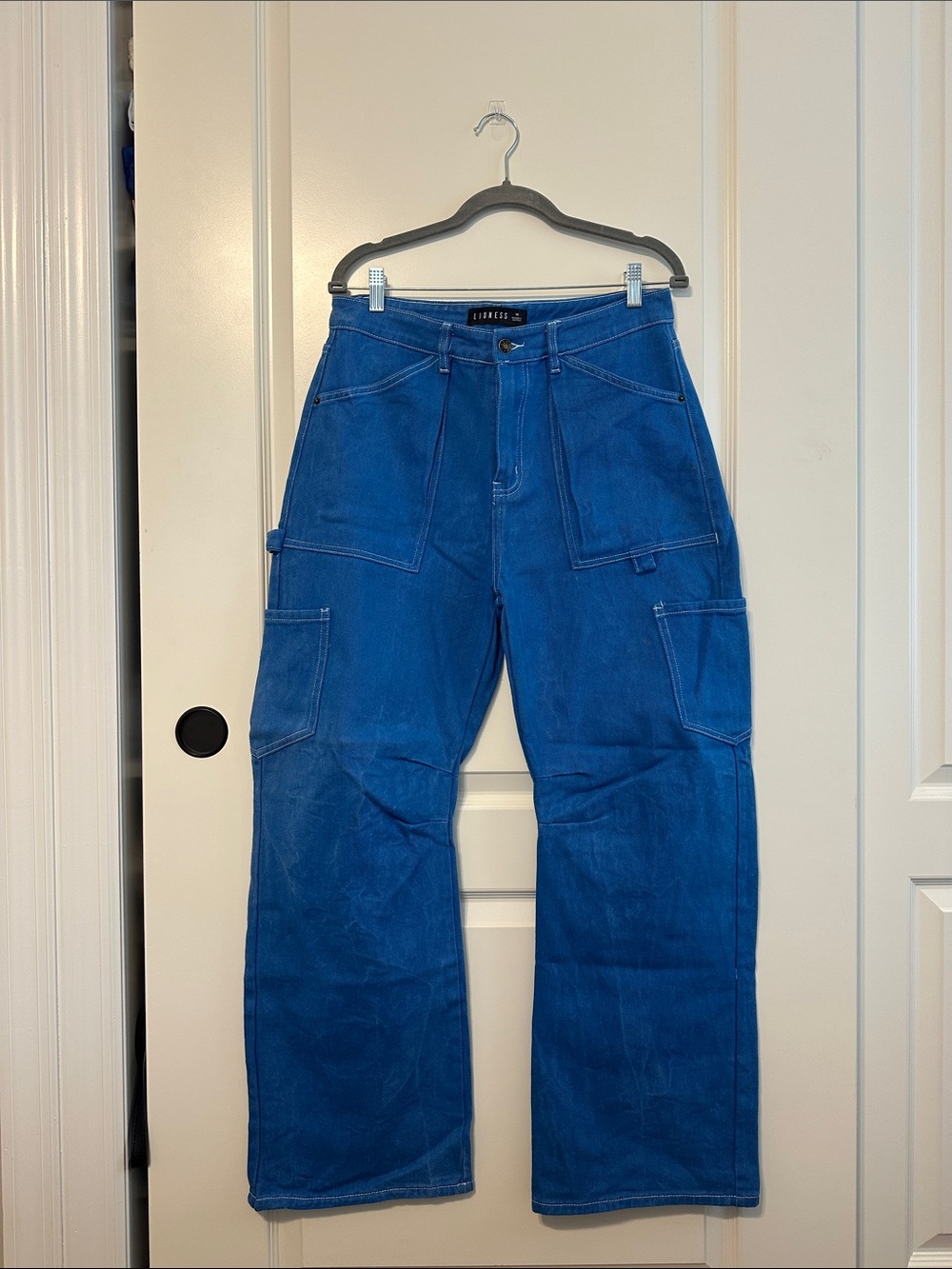 Lioness Bold Blue Wide Leg Utility Jeans